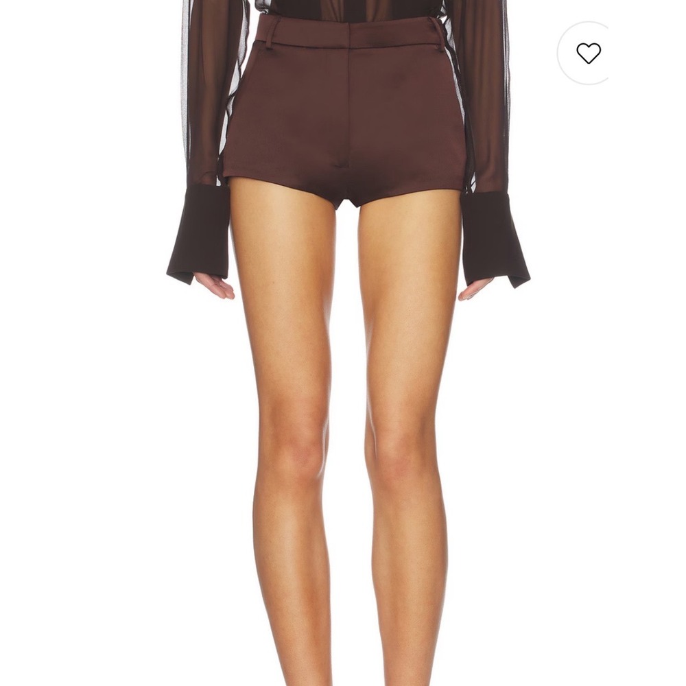 SANS FAFF Satin Hot Pants Espresso Brown High Waisted Shorts 51388 Small NWT